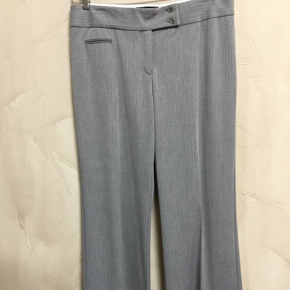 BCBGMaxAzria Womens Size 10 Gray Herringbone Stripe Pants Trousers Wide Leg NWOT - Picture 2 of 12